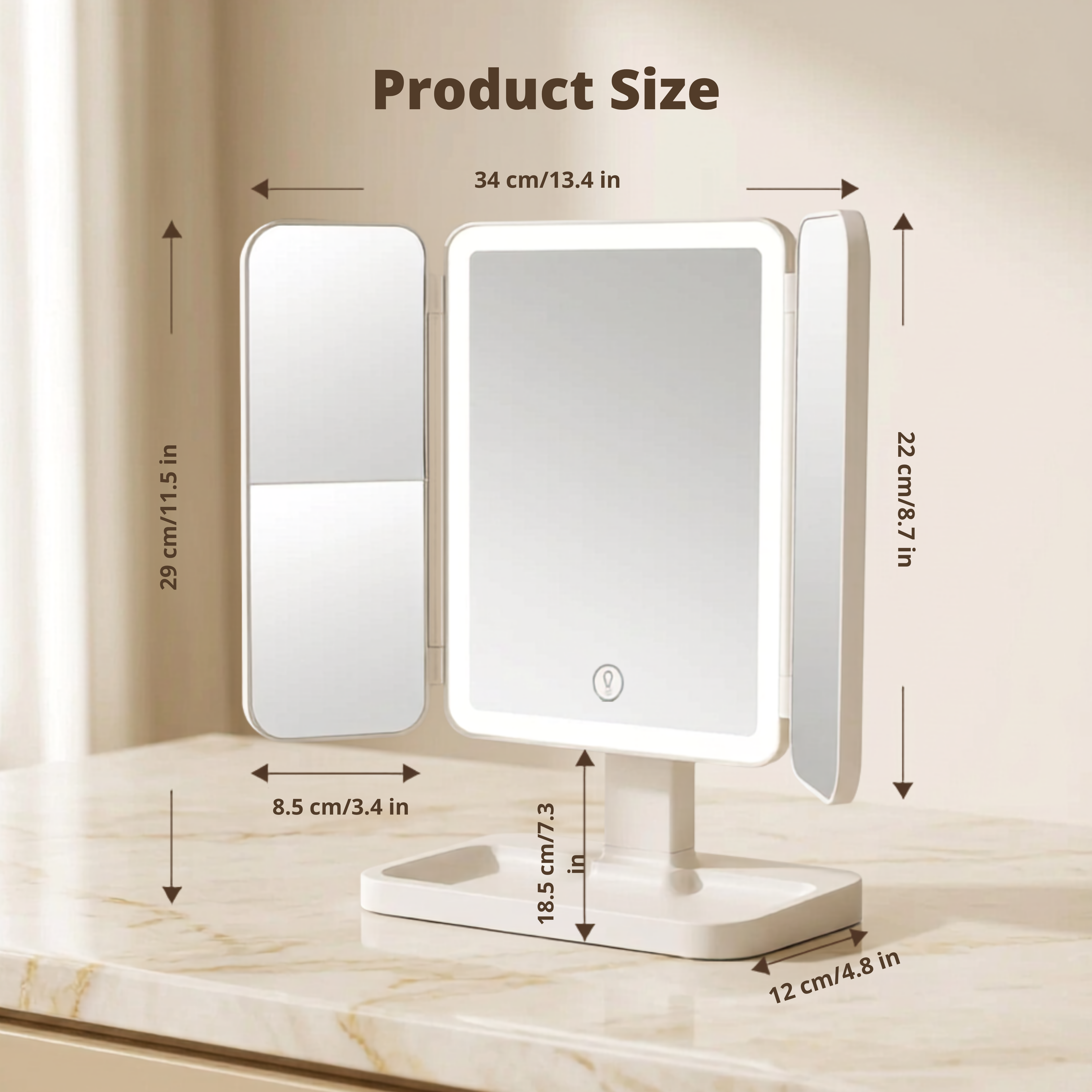 Aurélie Glow HD Vanity Mirror — Foldable LED Makeup Mirror