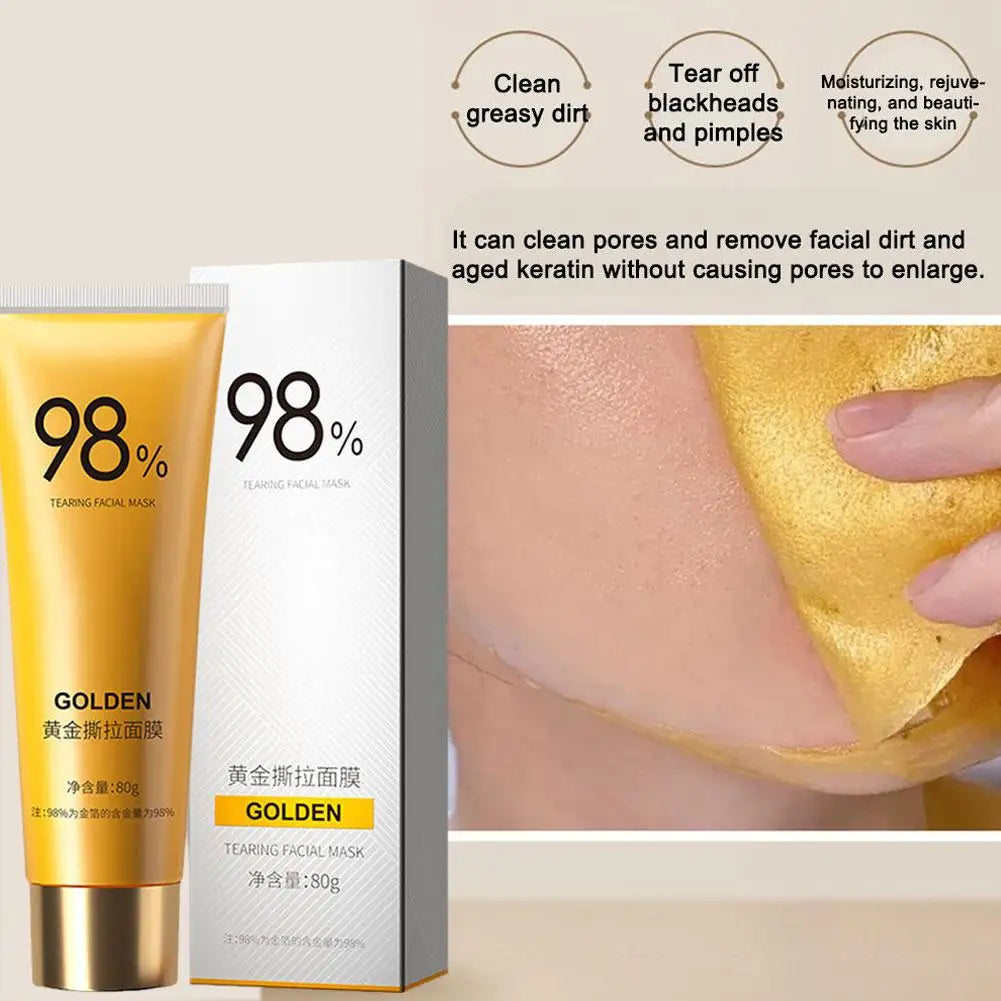 Revitalize Your Skin: 80G Gold Peel Mask for Deep Cleansing, Blackhead Removal & Pore Tightening