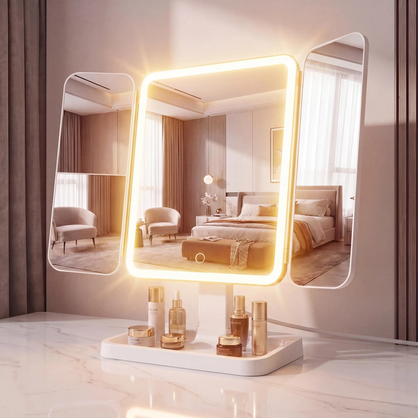 LED Makeup Mirror | Aurélie Glow Foldable HD Vanity Mirror